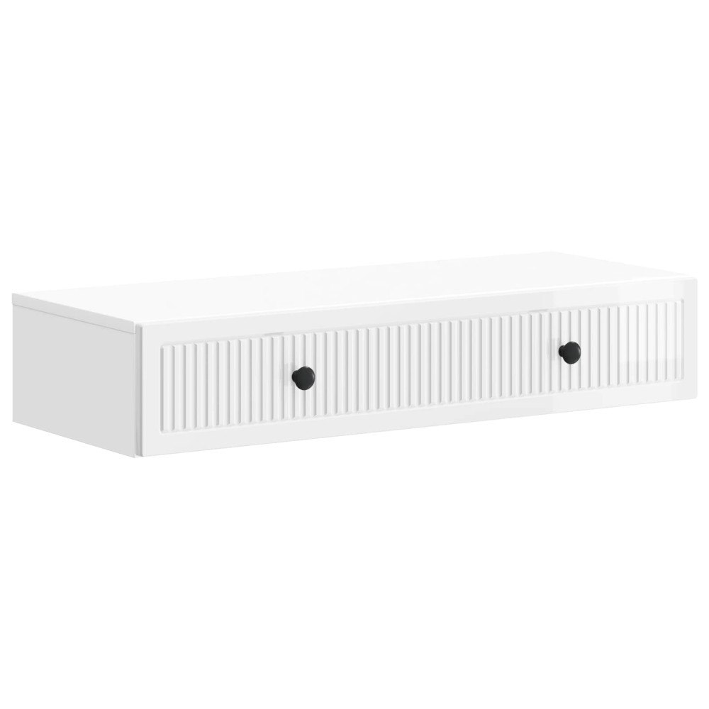 vidaXL Väggmonterad sidobord Vit högglans 87,5 x 34,5 x 17 cm