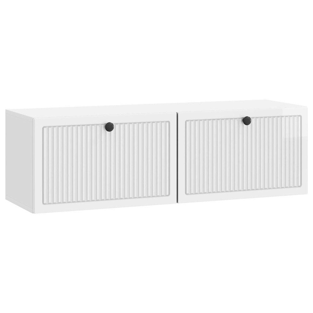 vidaXL Väggmonterad TV-bänk Väggmonterad Vit högglans 98 x 31 x 30 cm