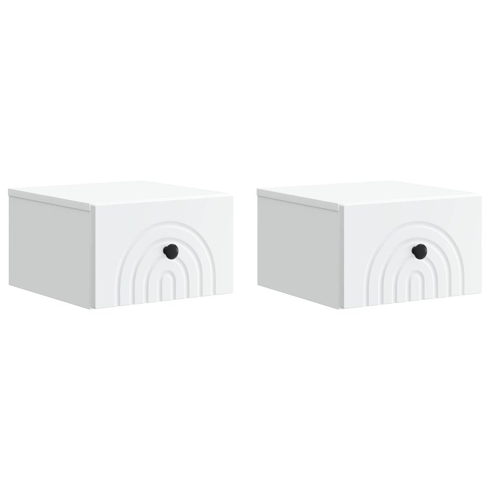 vidaXL Väggmonterat Sängbord med låda 2 pcs Vit 33 x 34,5 x 20 cm