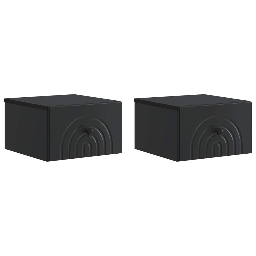 vidaXL Väggmonterat Sängbord med låda 2 pcs Svart 33 x 34,5 x 20 cm