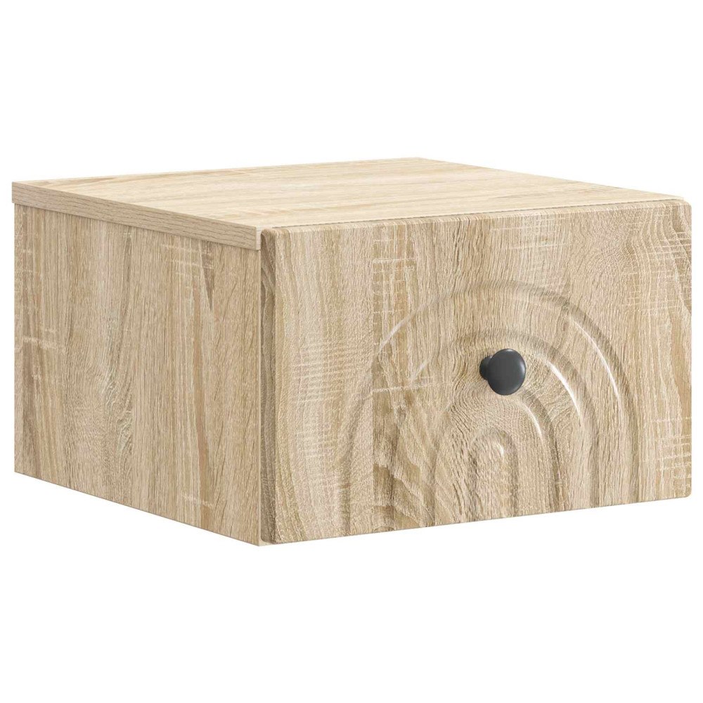 vidaXL Väggmonterat Sängbord med låda Sonoma-ek 33 x 34,5 x 20 cm