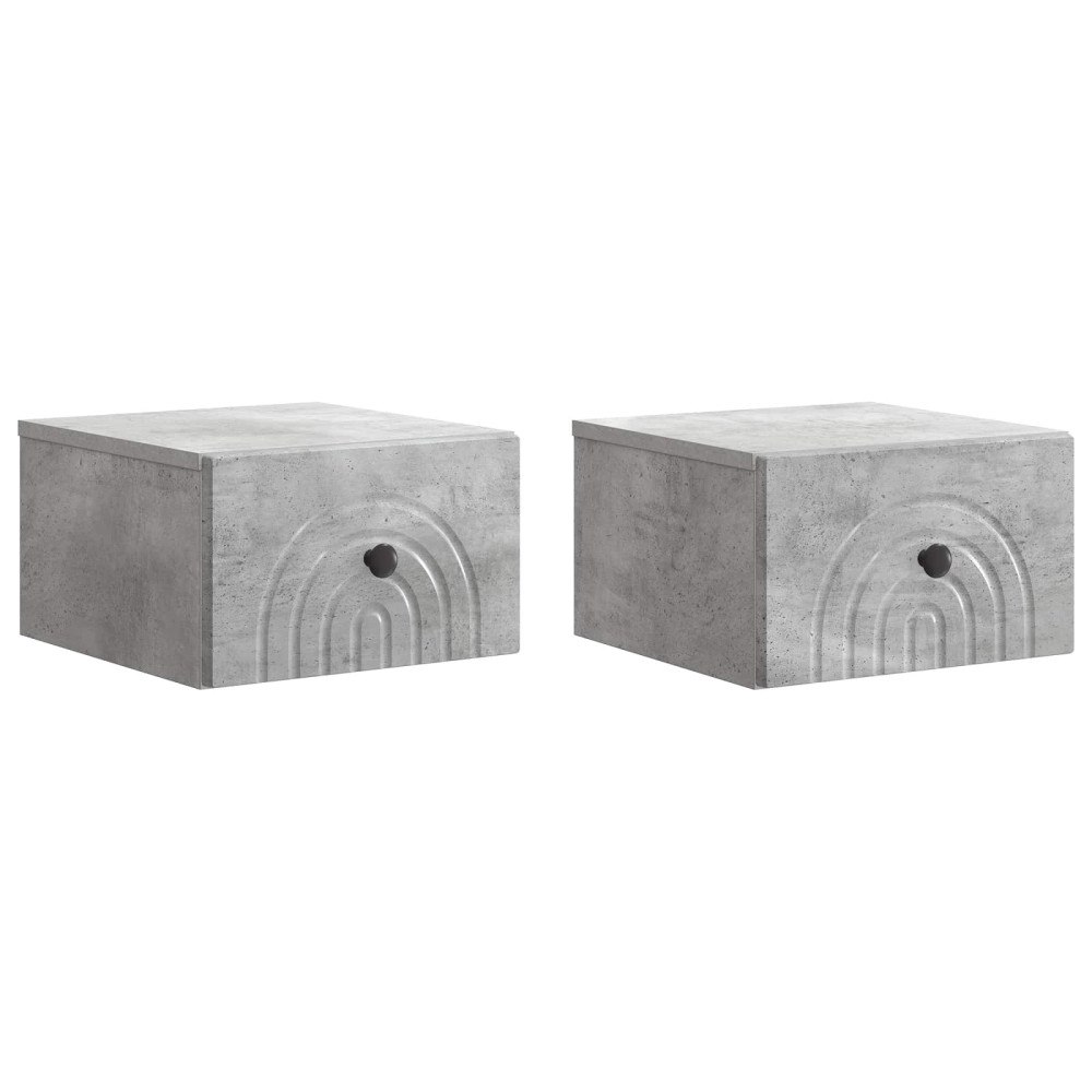 vidaXL Väggmonterat Sängbord 2 pcs Betonggrå 33 x 34,5 x 20 cm
