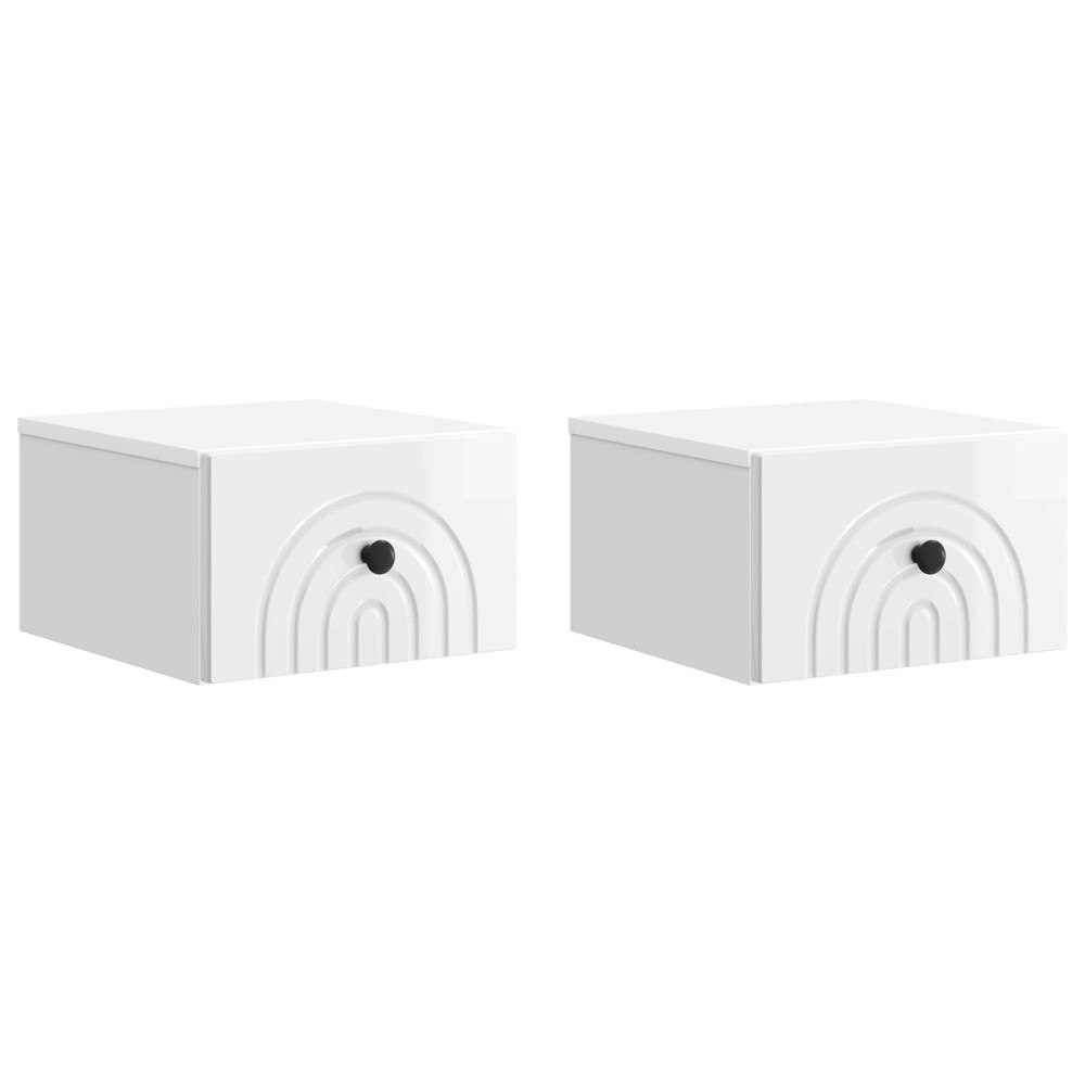 vidaXL Väggmonterat Sängbord 2 pcs Vit högglans 33 x 34,5 x 20 cm