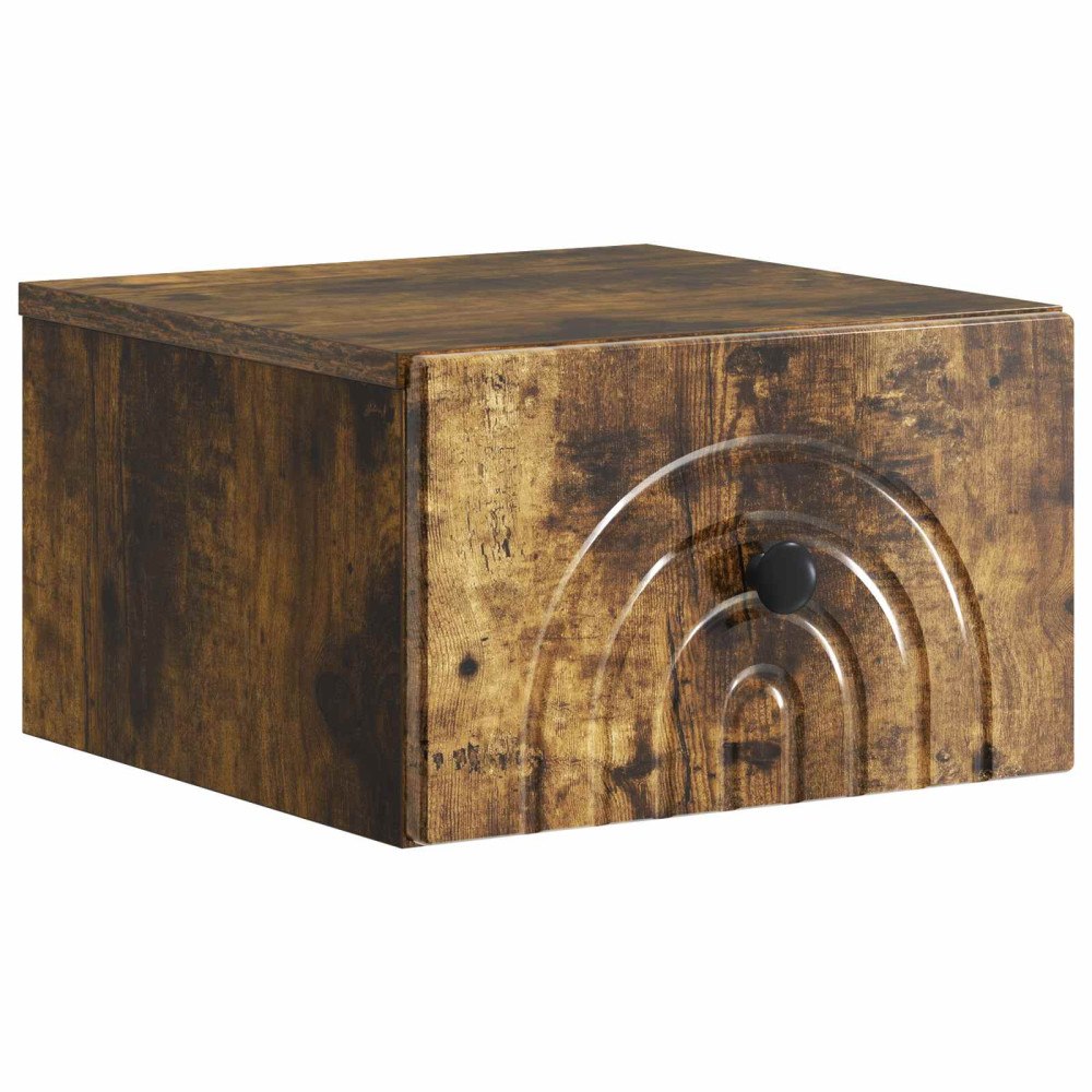 vidaXL Väggmonterat Sängbord Rökt ek 33 x 34,5 x 20 cm Konstruerat trä