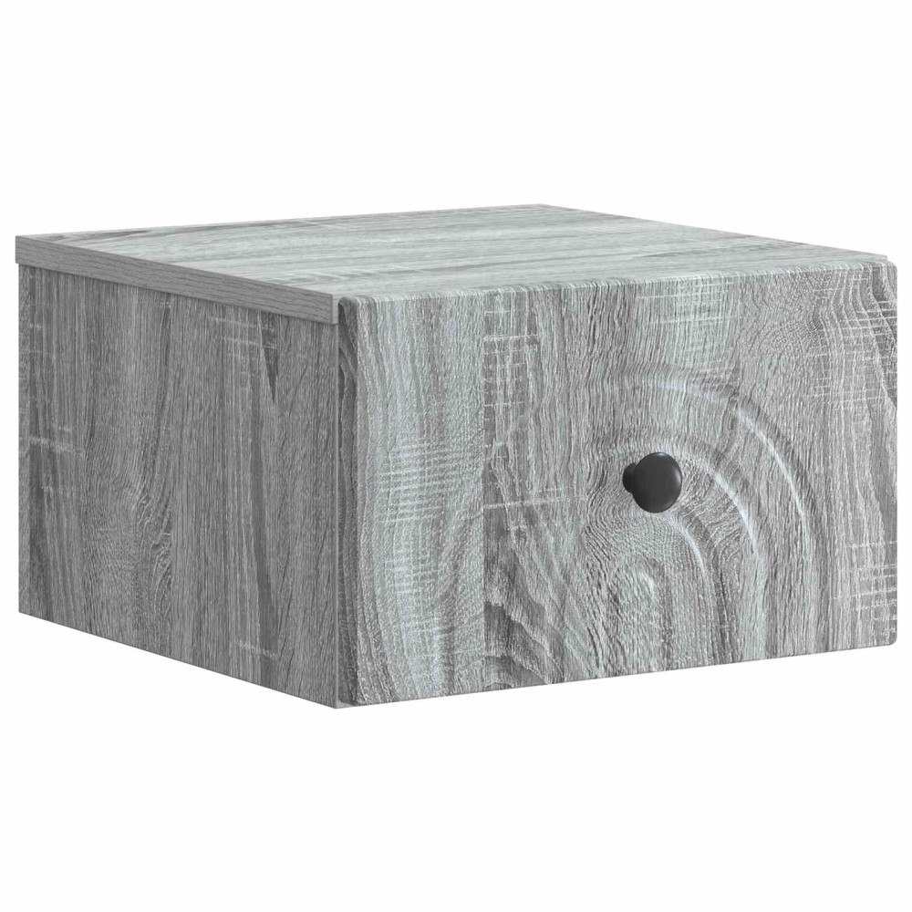 vidaXL Väggmonterat Sängbord med låda Grå sonoma-ek 33 x 34,5 x 20 cm