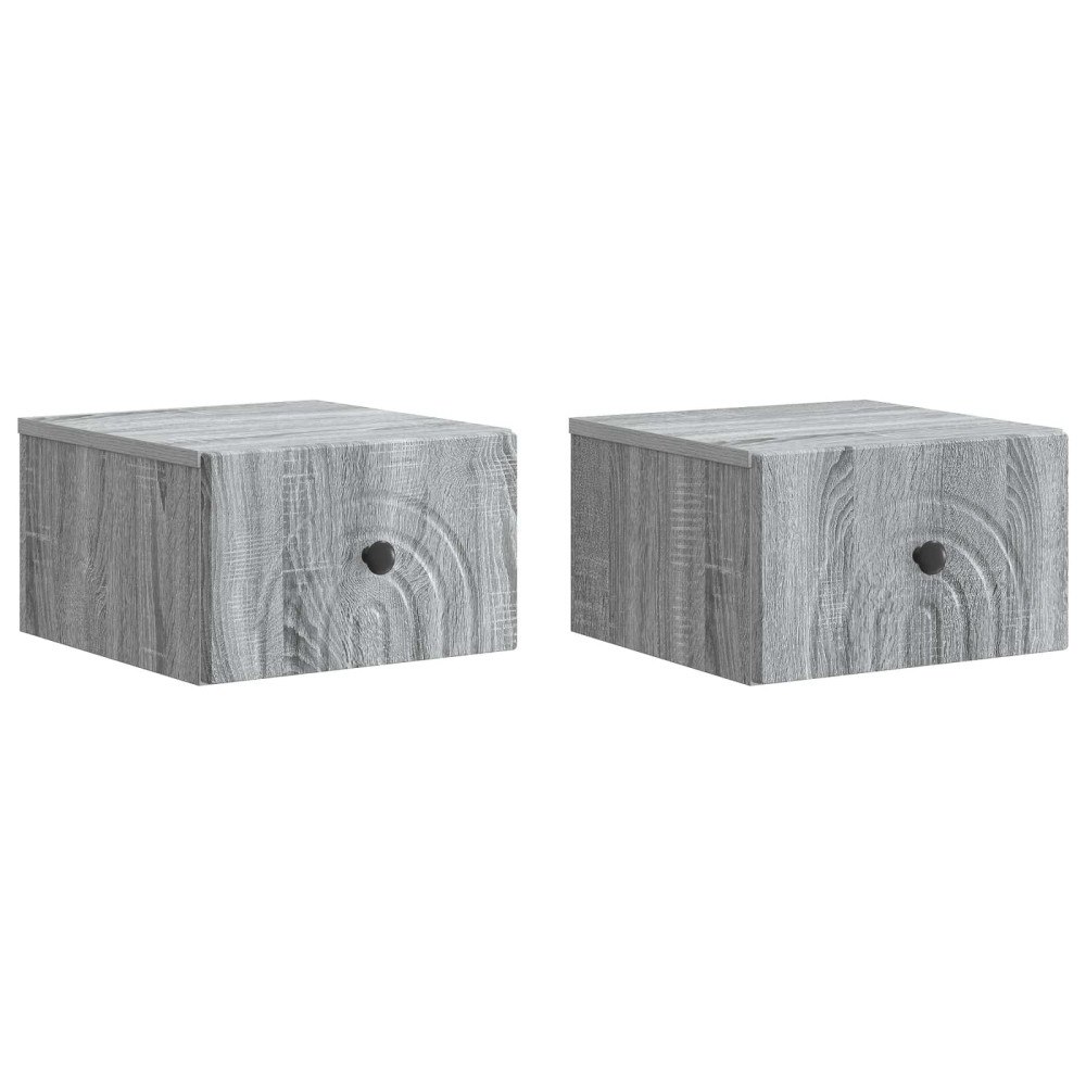 vidaXL Väggmonterat Sängbord 2 pcs Grå sonoma-ek 33 x 34,5 x 20 cm