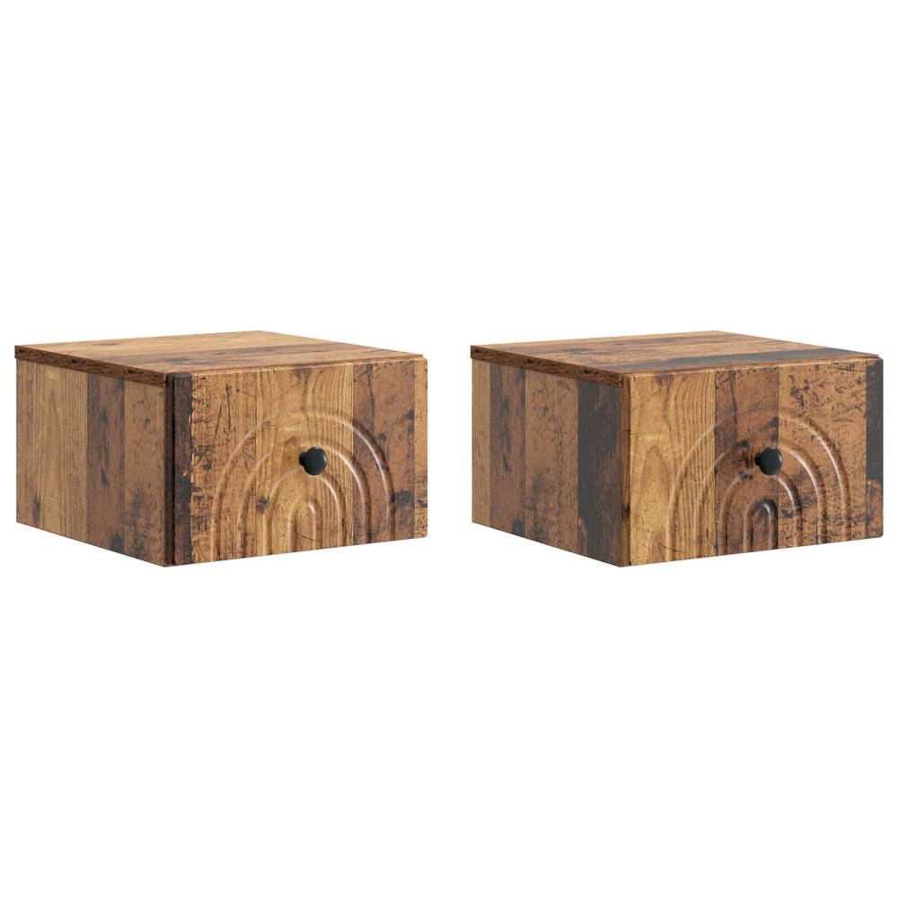 vidaXL Väggmonterat Sängbord 2 pcs Gammalt trä 33 x 34,5 x 20 cm