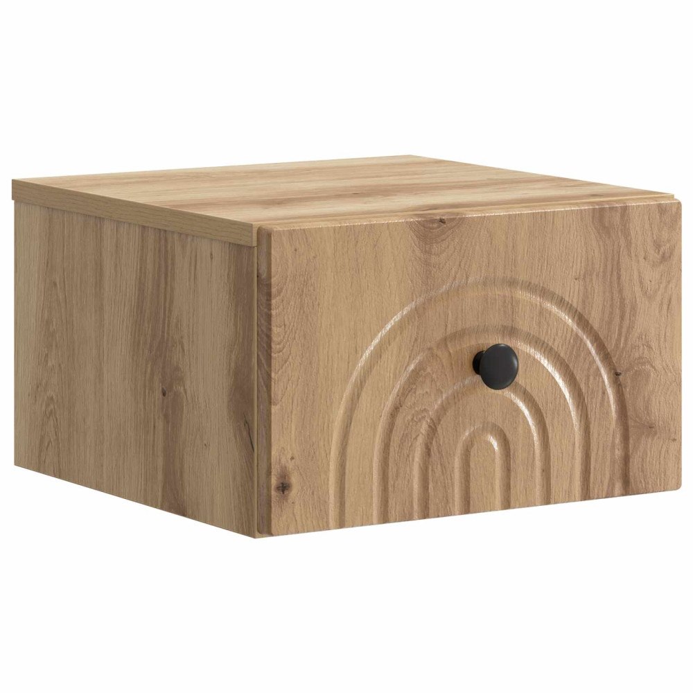 vidaXL Väggmonterat Sängbord med låda Artisan-ek 33 x 34,5 x 20 cm