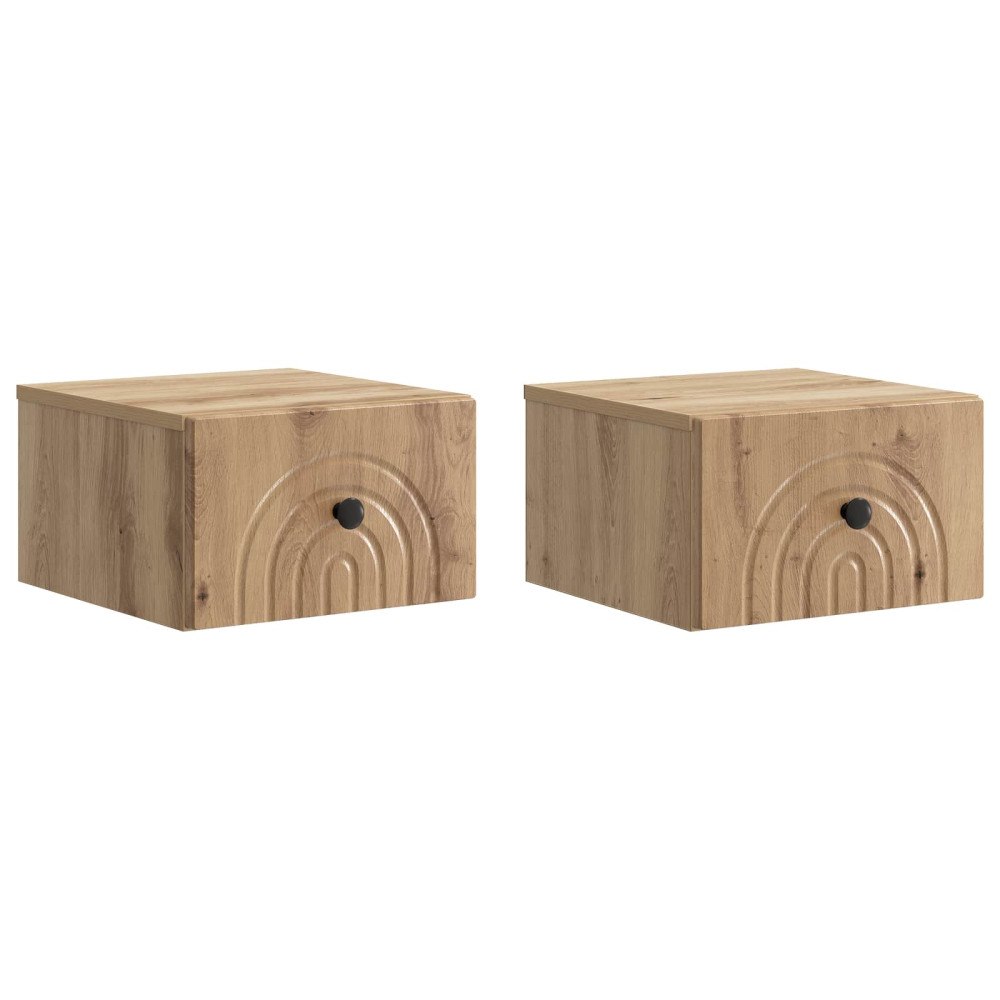 vidaXL Väggmonterat Sängbord 2 pcs Artisan-ek 33 x 34,5 x 20 cm