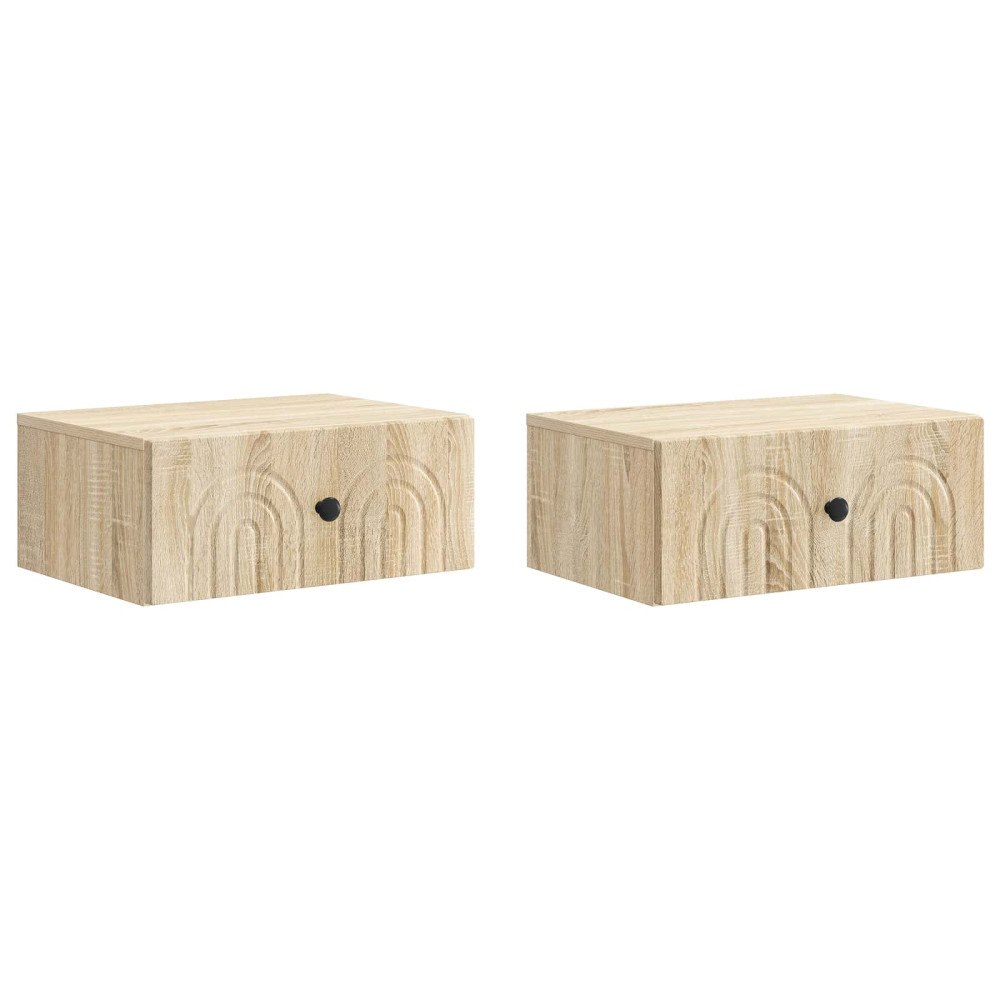 vidaXL Väggmonterat Sängbord 2 pcs Sonoma-ek 49 x 34,5 x 20 cm