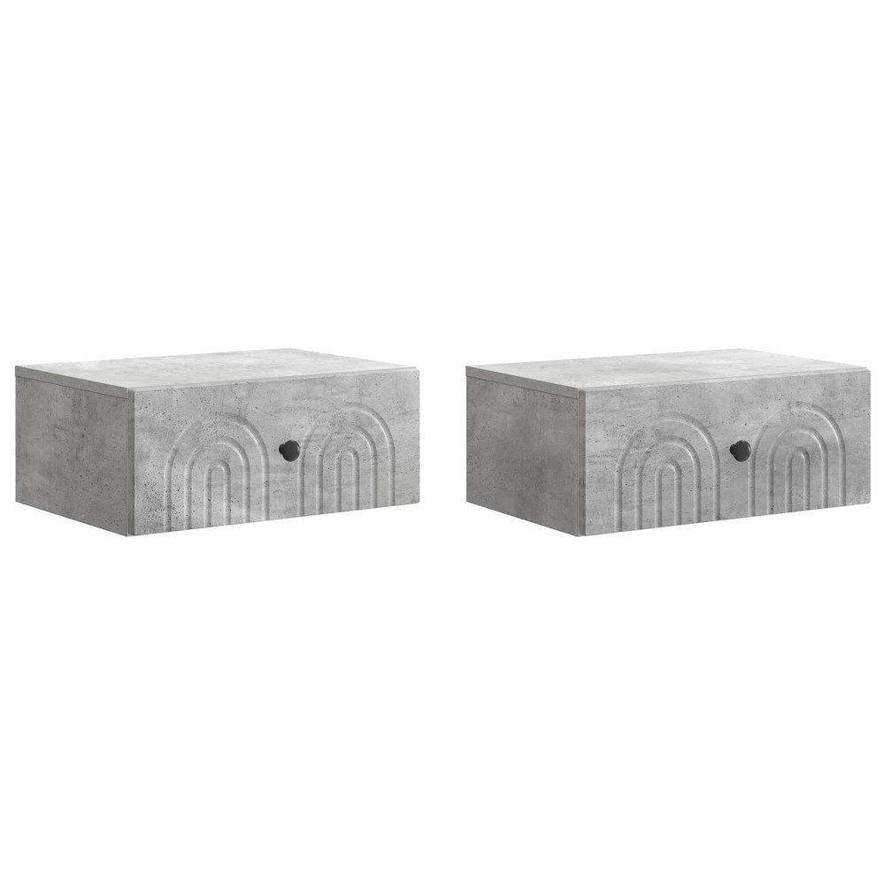 vidaXL Väggmonterat Sängbord 2 pcs Betonggrå 49 x 34,5 x 20 cm