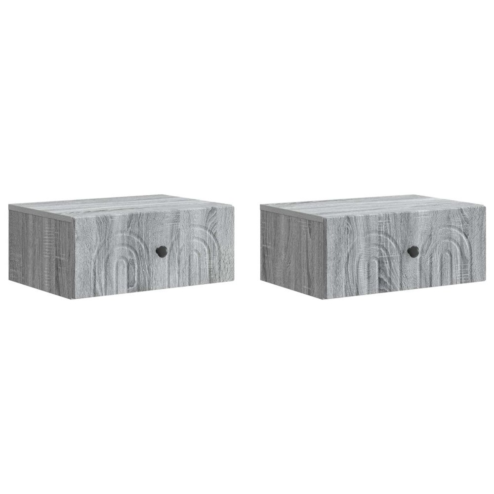 vidaXL Väggmonterat Sängbord 2 pcs Grå sonoma-ek 49 x 34,5 x 20 cm