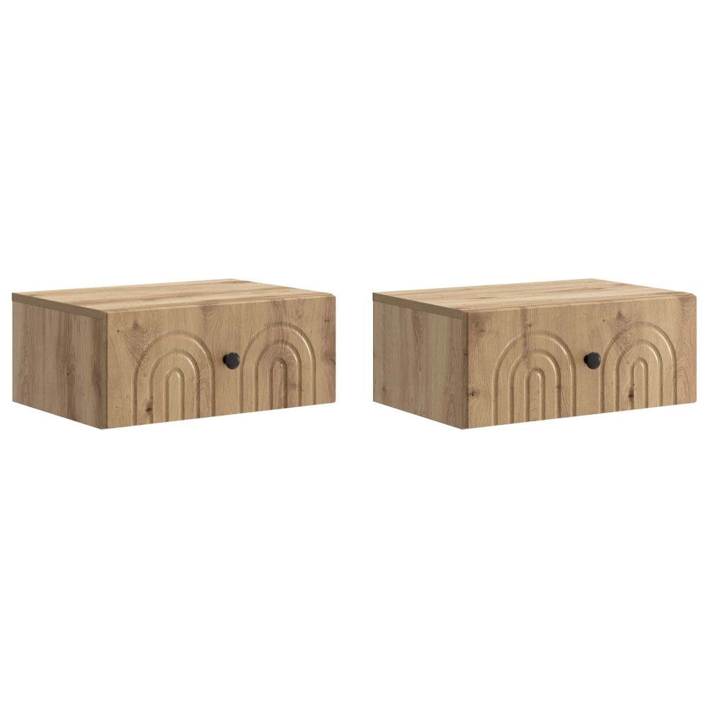 vidaXL Väggmonterat Sängbord 2 pcs Artisan-ek 49 x 34,5 x 20 cm
