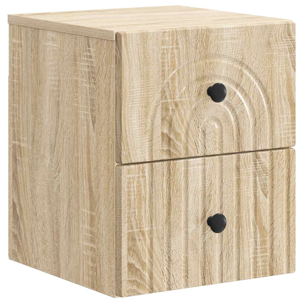vidaXL Väggmonterat Sängbord med låda Sonoma-ek 33 x 34,5 x 40 cm