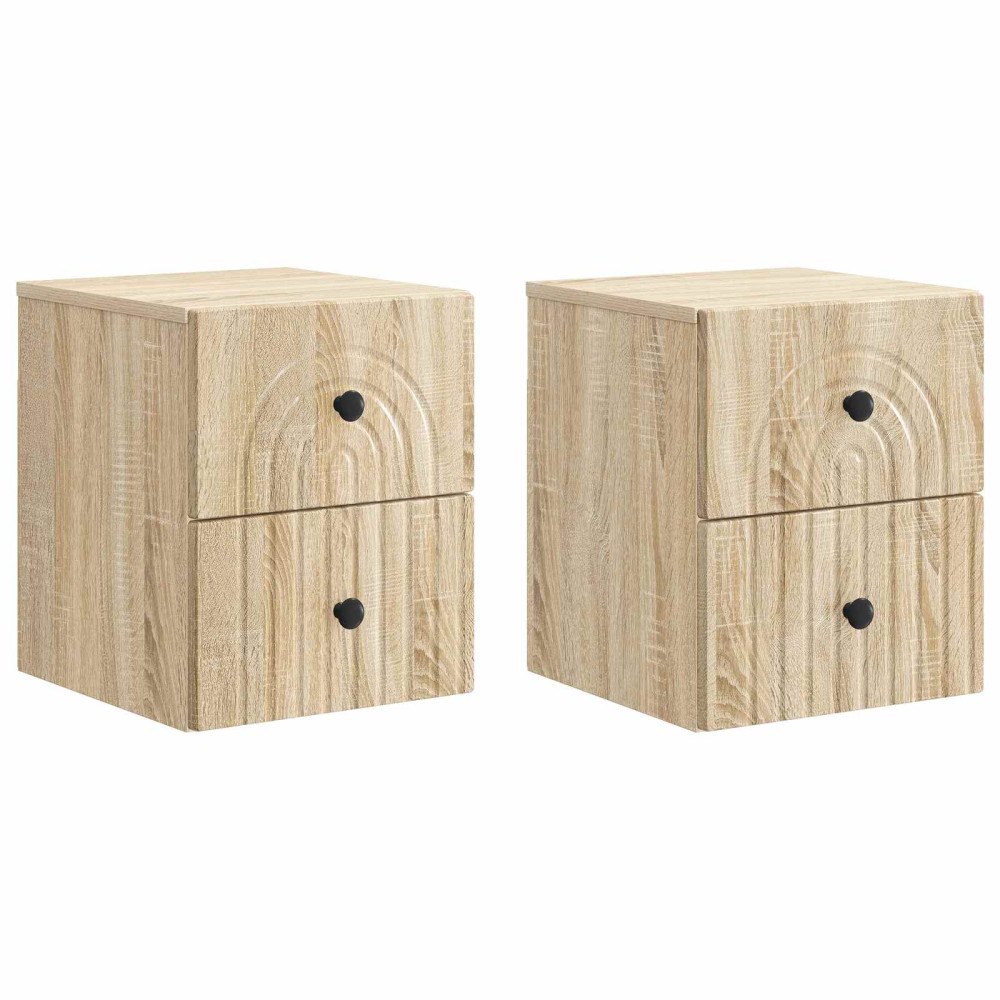 vidaXL Väggmonterat Sängbord 2 pcs Sonoma-ek 33 x 34,5 x 40 cm