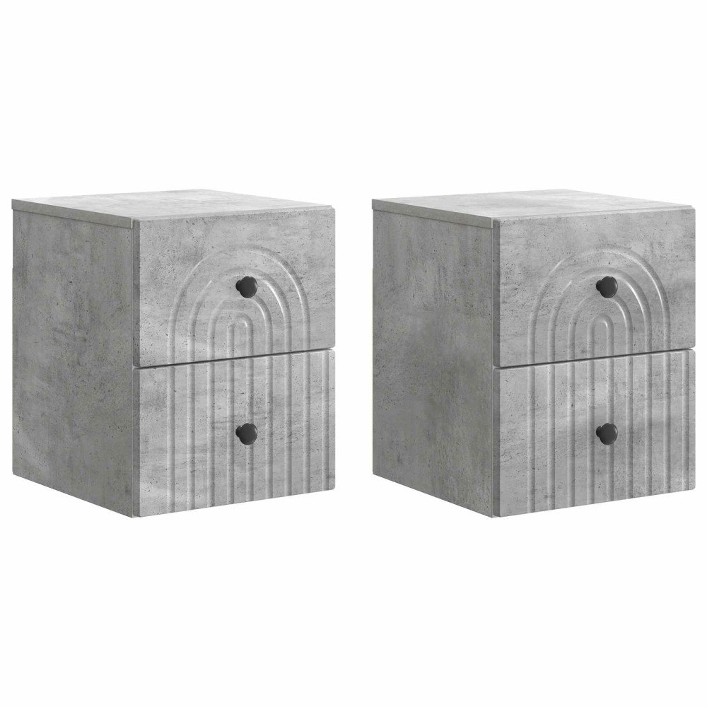 vidaXL Väggmonterat Sängbord 2 pcs Betonggrå 33 x 34,5 x 40 cm