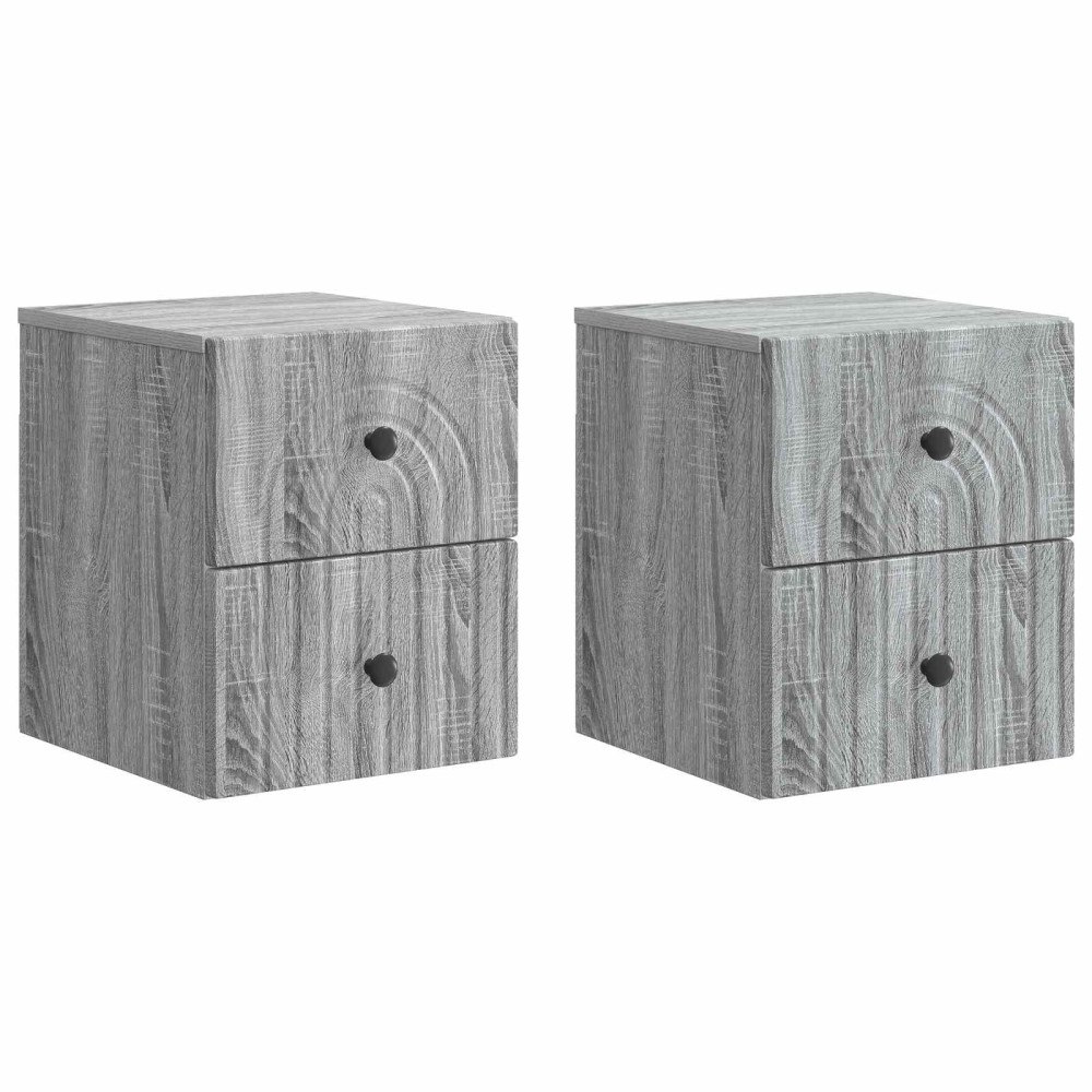 vidaXL Väggmonterat Sängbord 2 pcs Grå sonoma-ek 33 x 34,5 x 40 cm