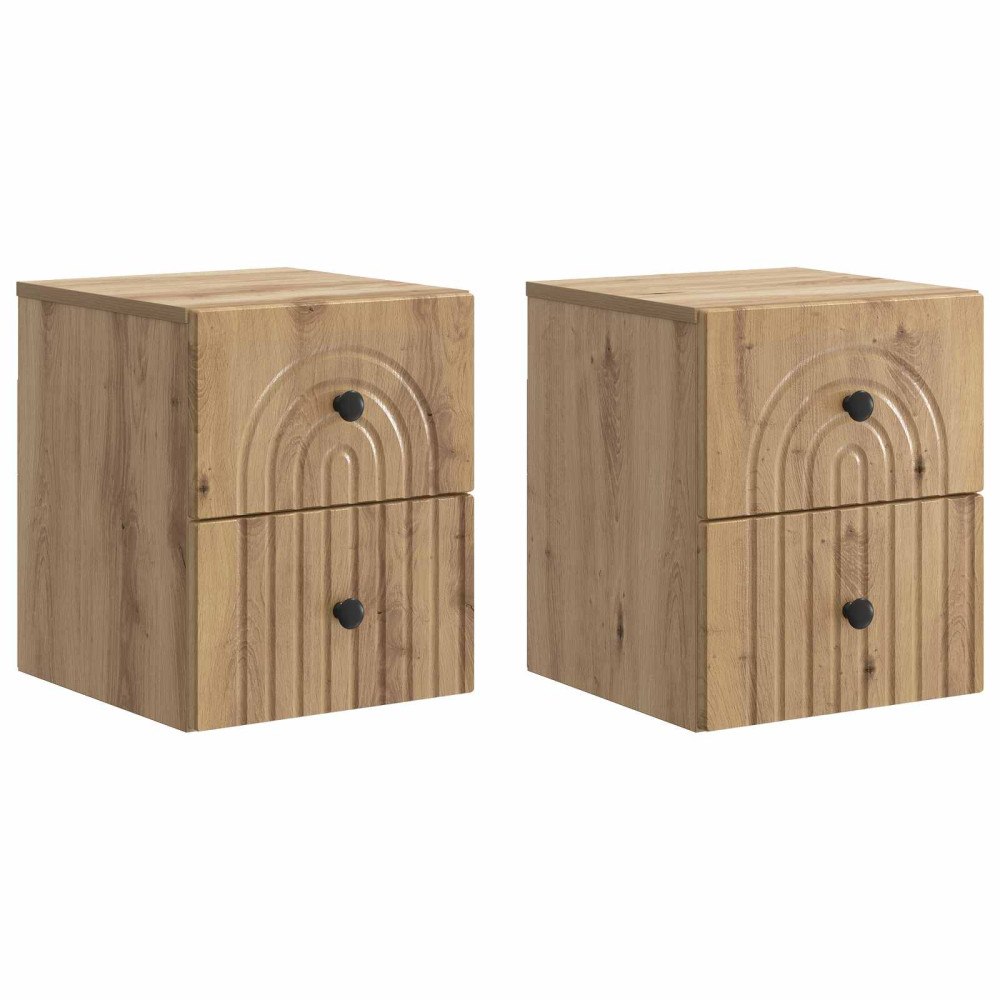 vidaXL Väggmonterat Sängbord 2 pcs Artisan-ek 33 x 34,5 x 40 cm