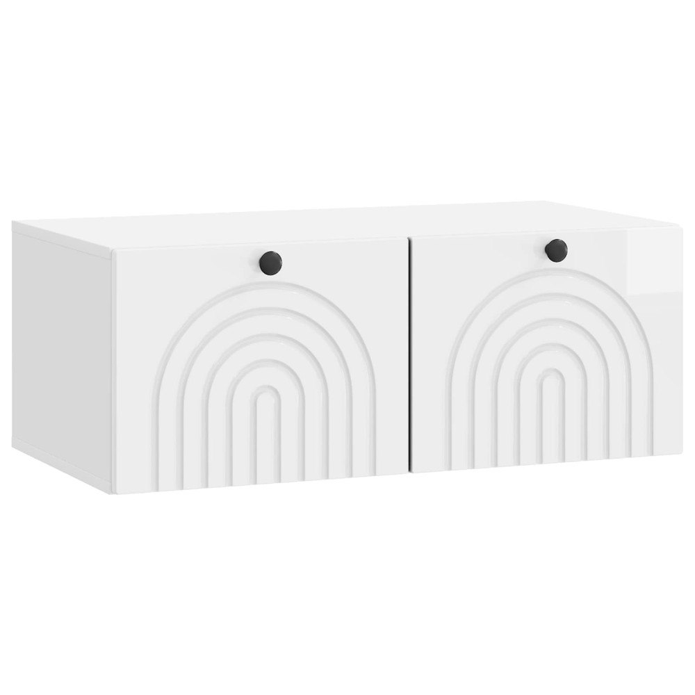 vidaXL Väggmonterad TV-bänk Vit högglans 78,5 x 41 x 30 cm
