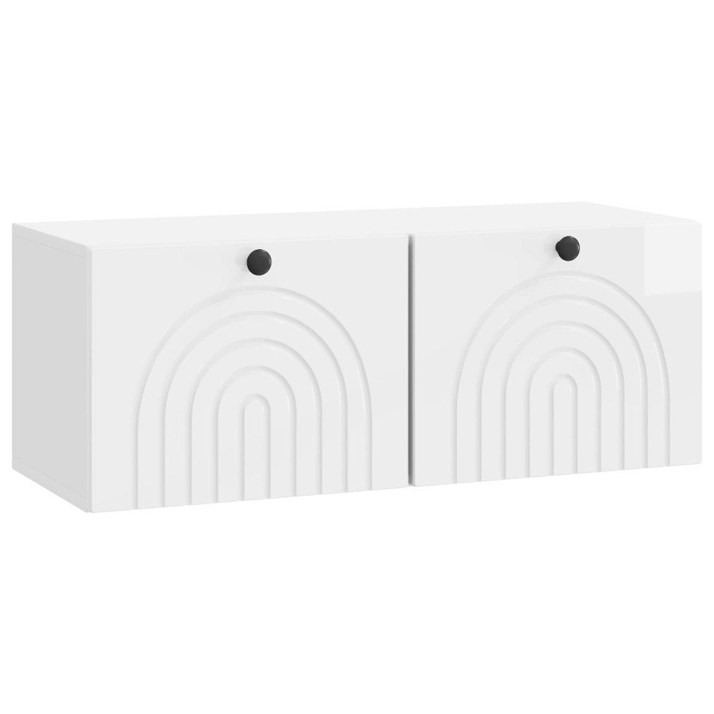 vidaXL Väggmonterad TV-bänk Vit högglans 78,5 x 31 x 30 cm