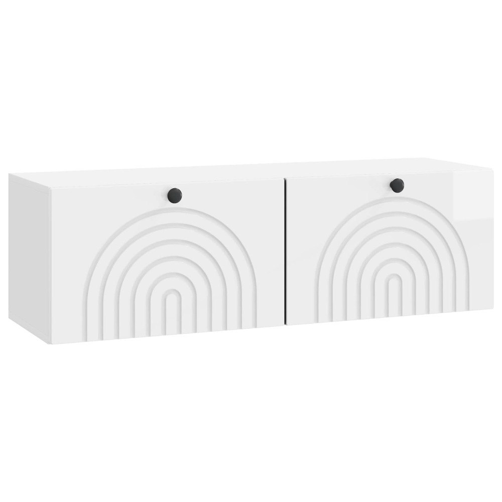 vidaXL Väggmonterad TV-bänk Väggmonterad Vit högglans 98 x 31 x 30 cm
