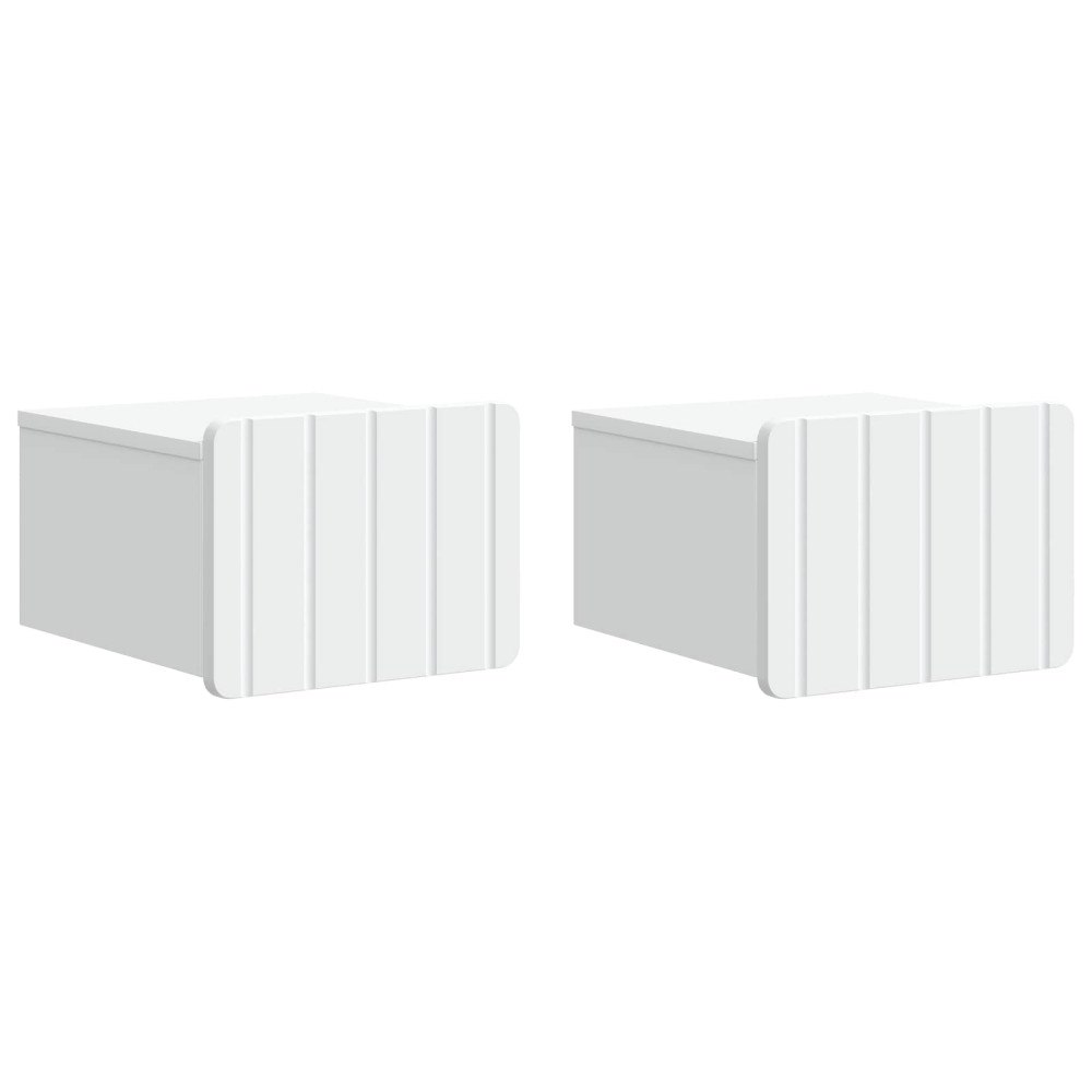 vidaXL Väggmonterat Sängbord med låda 2 pcs Vit 33 x 34,5 x 24 cm