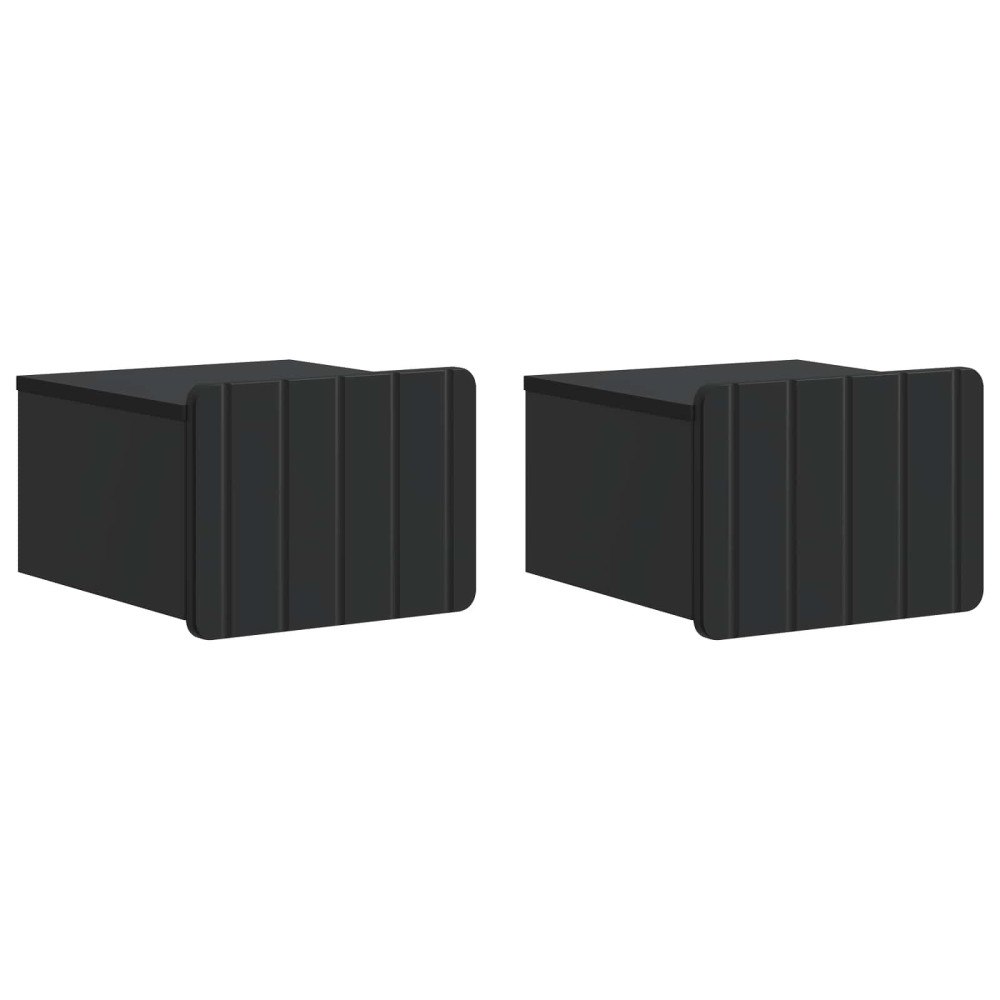 vidaXL Väggmonterat Sängbord med låda 2 pcs Svart 33 x 34,5 x 24 cm
