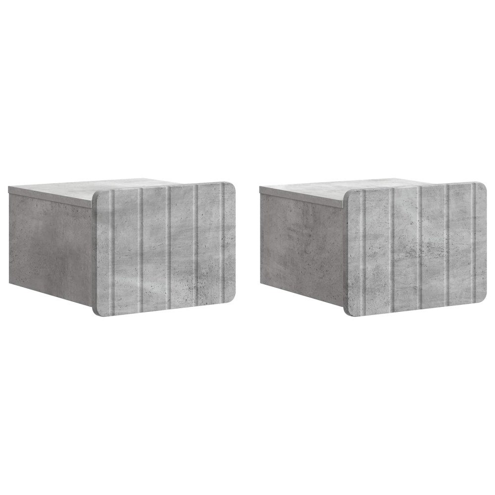 vidaXL Väggmonterat Sängbord 2 pcs Betonggrå 33 x 34,5 x 24 cm