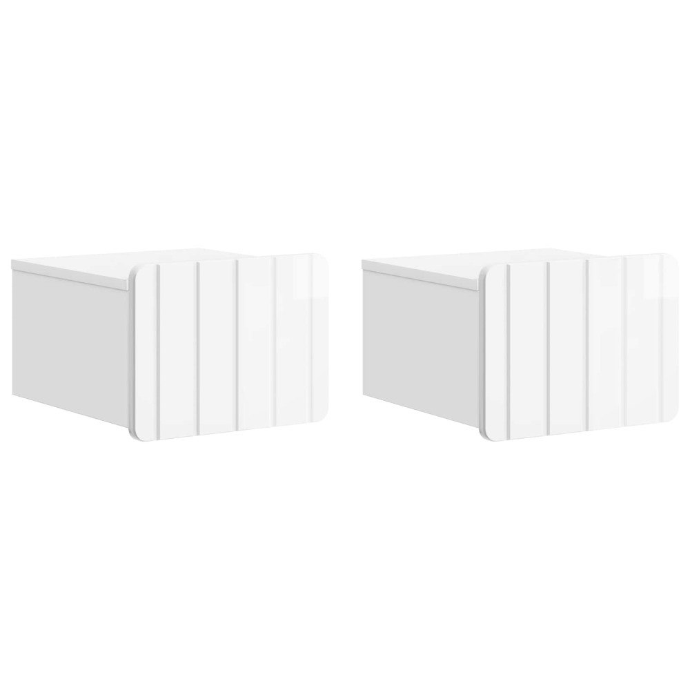 vidaXL Väggmonterat Sängbord 2 pcs Vit högglans 33 x 34,5 x 24 cm