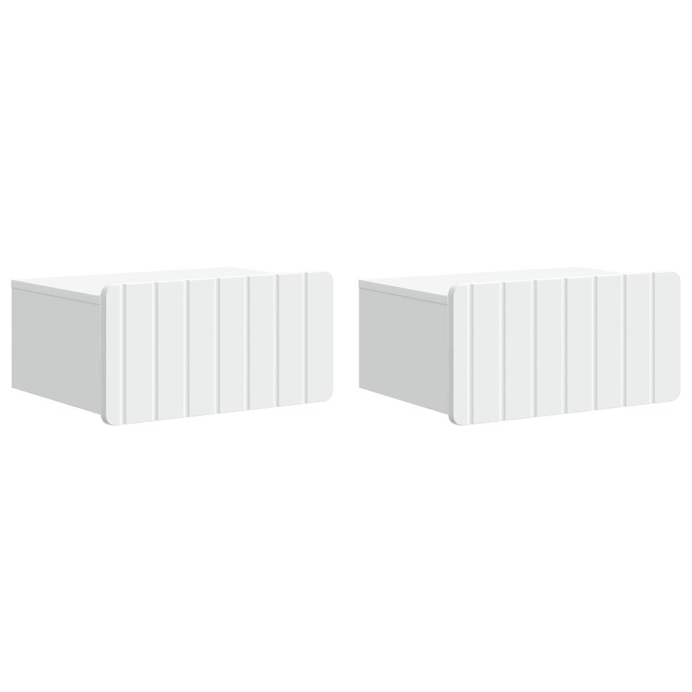 vidaXL Väggmonterat Sängbord med låda 2 pcs Vit 49 x 34,5 x 24 cm
