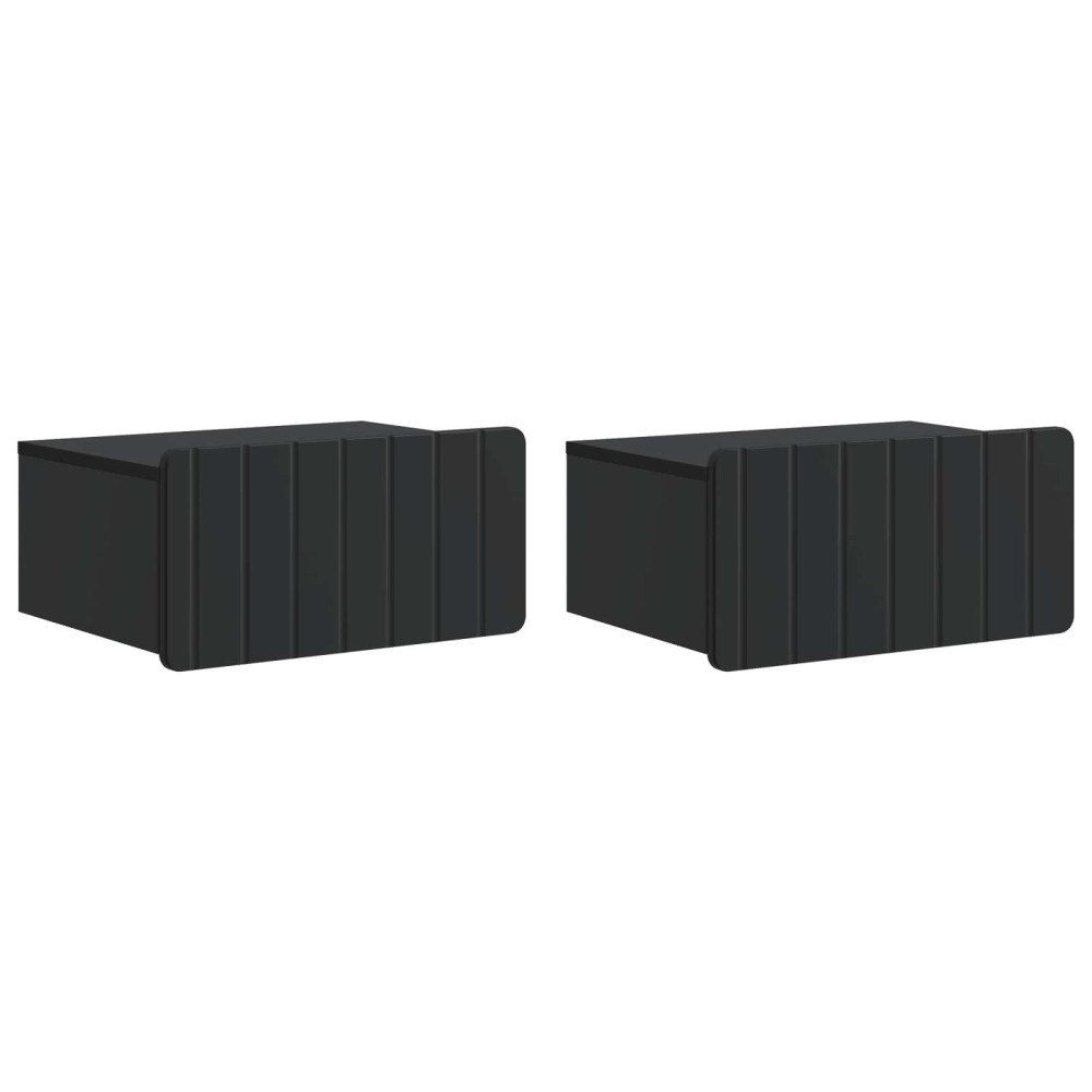 vidaXL Väggmonterat Sängbord med låda 2 pcs Svart 49 x 34,5 x 24 cm