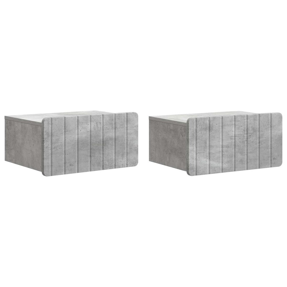 vidaXL Väggmonterat Sängbord 2 pcs Betonggrå 49 x 34,5 x 24 cm