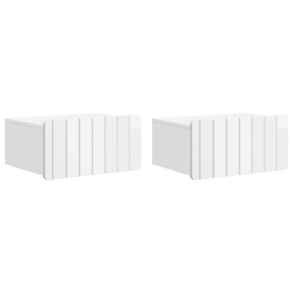 vidaXL Väggmonterat Sängbord 2 pcs Vit högglans 49 x 34,5 x 24 cm