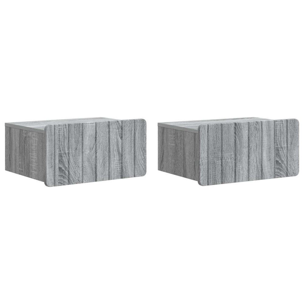 vidaXL Väggmonterat Sängbord 2 pcs Grå sonoma-ek 49 x 34,5 x 24 cm