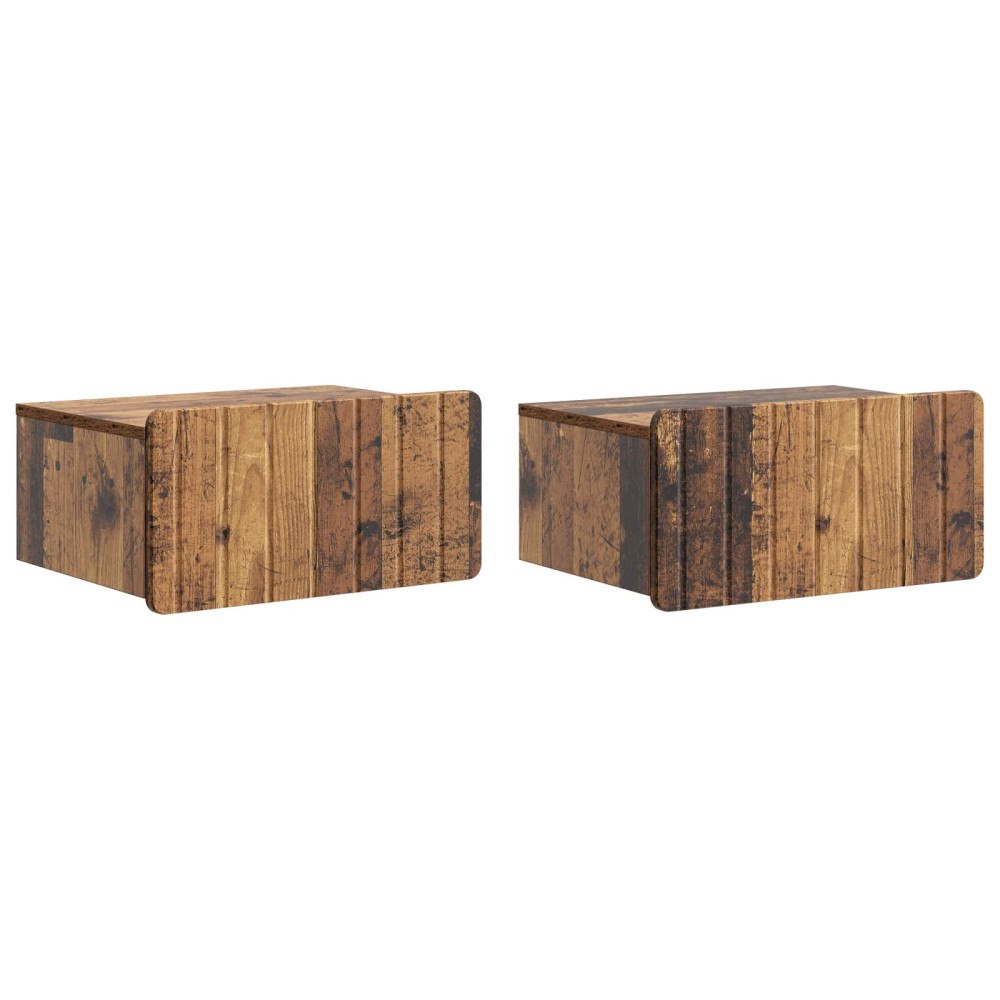 vidaXL Väggmonterat Sängbord 2 pcs Gammalt trä 49 x 34,5 x 24 cm