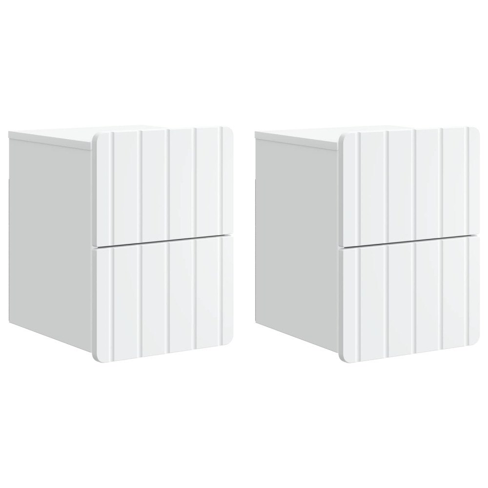 vidaXL Väggmonterat Sängbord med låda 2 pcs Vit 33 x 34,5 x 43 cm