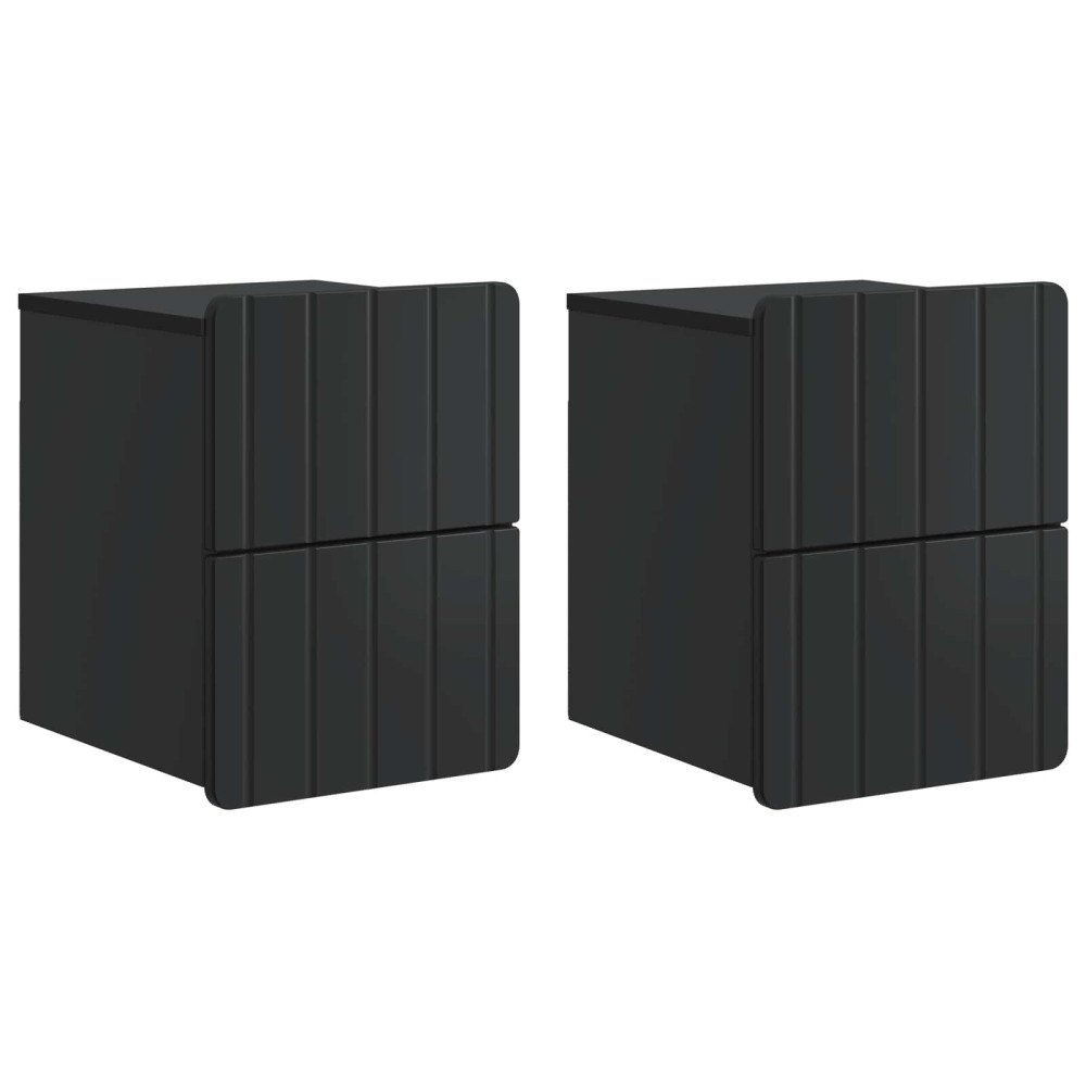 vidaXL Väggmonterat Sängbord med låda 2 pcs Svart 33 x 34,5 x 43 cm