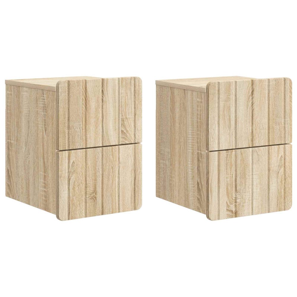 vidaXL Väggmonterat Sängbord 2 pcs Sonoma-ek 33 x 34,5 x 43 cm