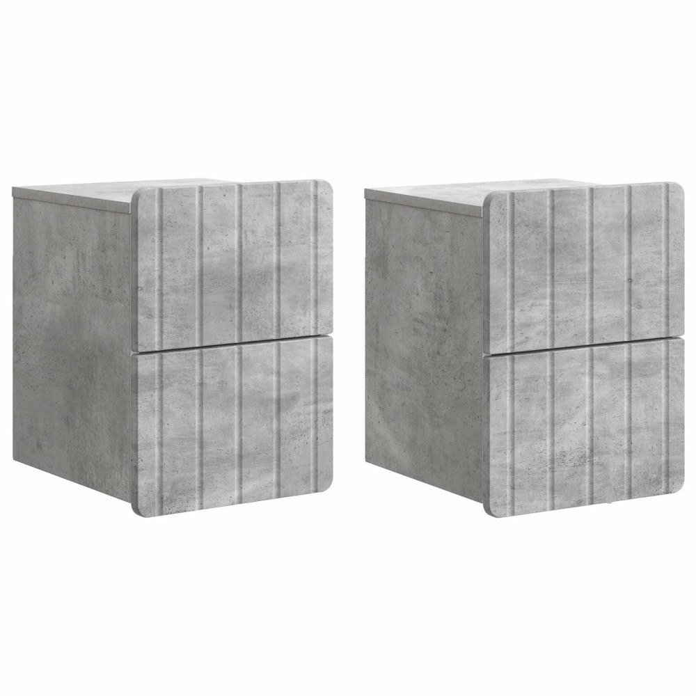 vidaXL Väggmonterat Sängbord 2 pcs Betonggrå 33 x 34,5 x 43 cm