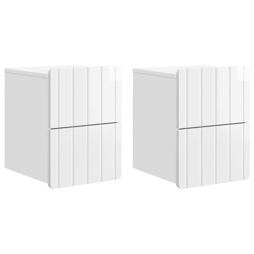 vidaXL Väggmonterat Sängbord 2 pcs Vit högglans 33 x 34,5 x 43 cm