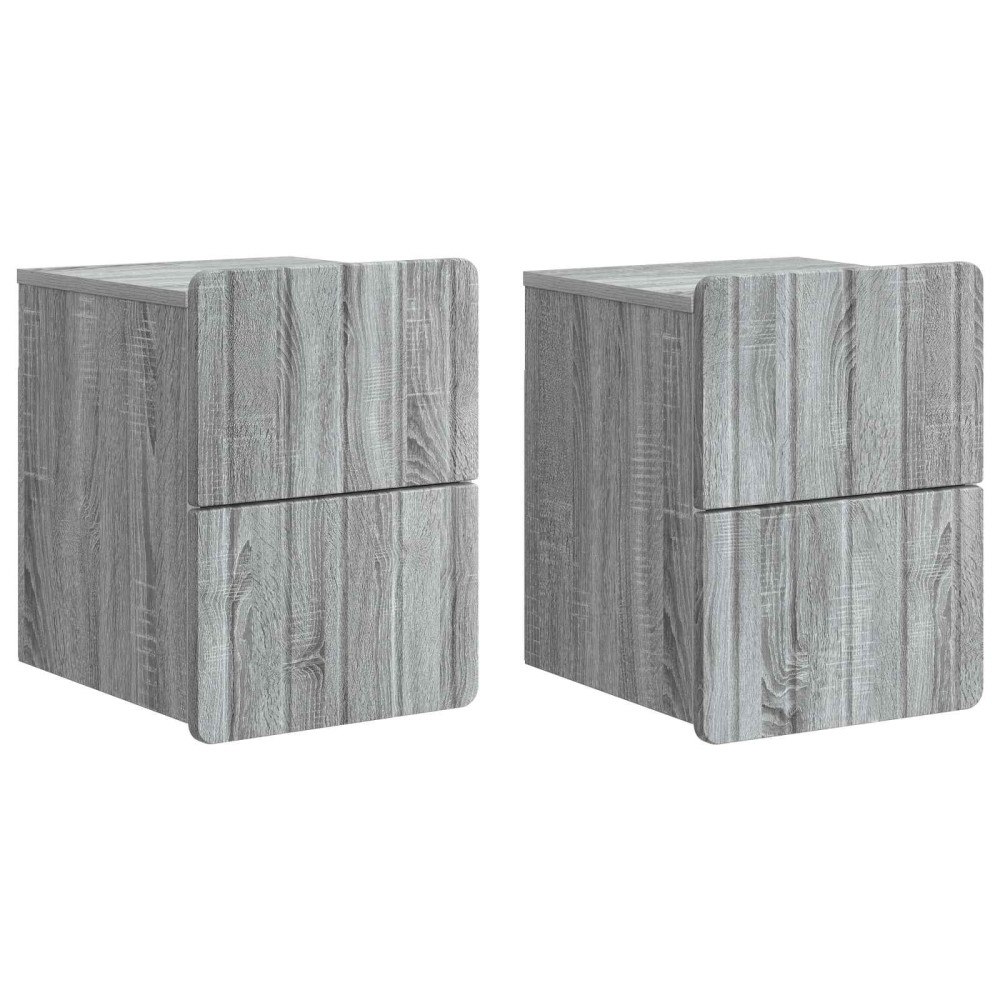 vidaXL Väggmonterat Sängbord 2 pcs Grå sonoma-ek 33 x 34,5 x 43 cm