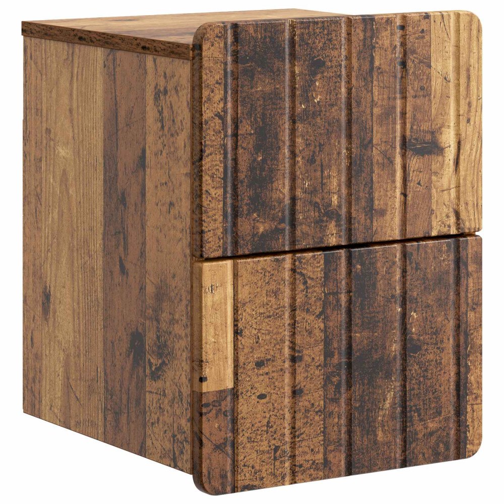 vidaXL Väggmonterat Sängbord med låda Gammalt trä 33 x 34,5 x 43 cm