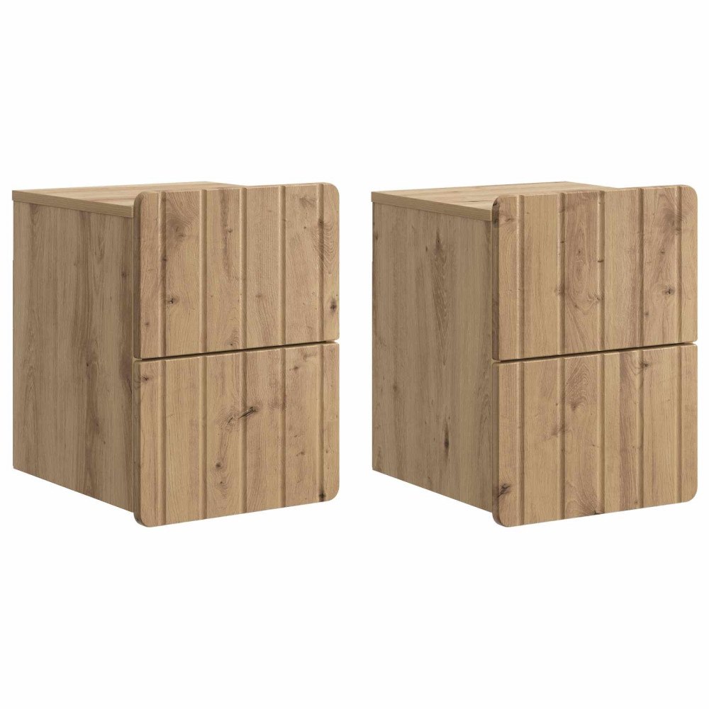 vidaXL Väggmonterat Sängbord 2 pcs Artisan-ek 33 x 34,5 x 43 cm