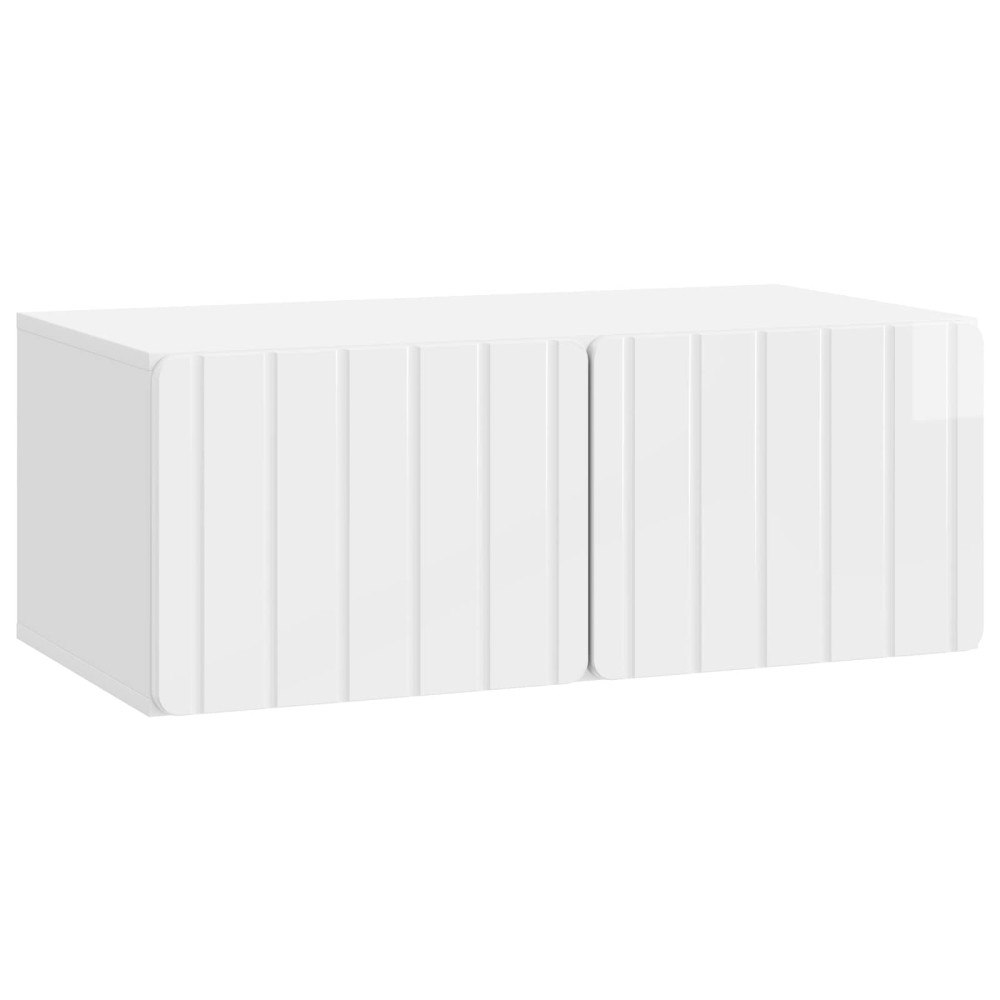 vidaXL Väggmonterad TV-bänk Vit högglans 78,5 x 41 x 30 cm
