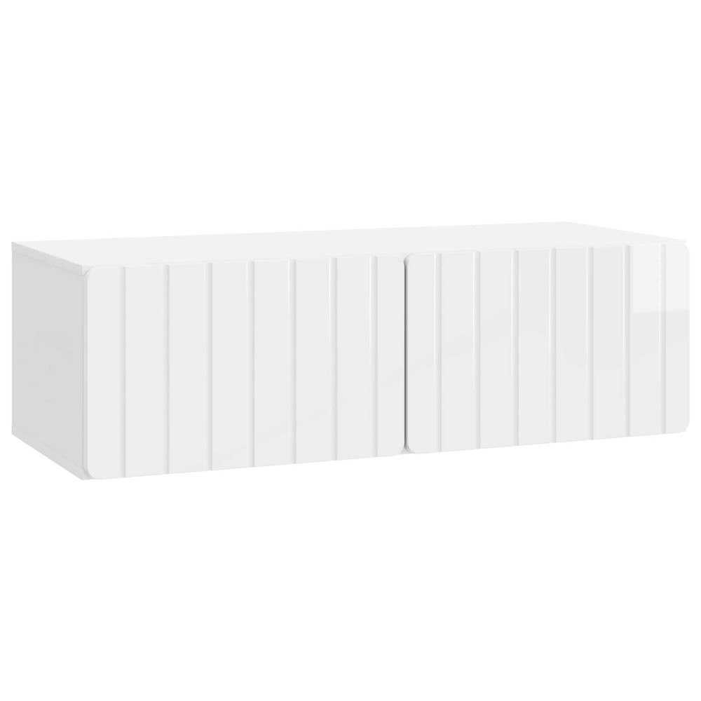 vidaXL Väggmonterad TV-bänk Väggmonterad Vit högglans 98 x 41 x 30 cm