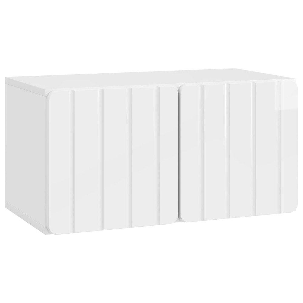 vidaXL Väggmonterad TV-bänk Vit högglans 59,5 x 31 x 30 cm