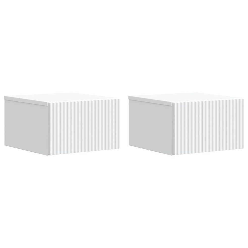 vidaXL Väggmonterat Sängbord med låda 2 pcs Vit 33 x 34,5 x 20 cm