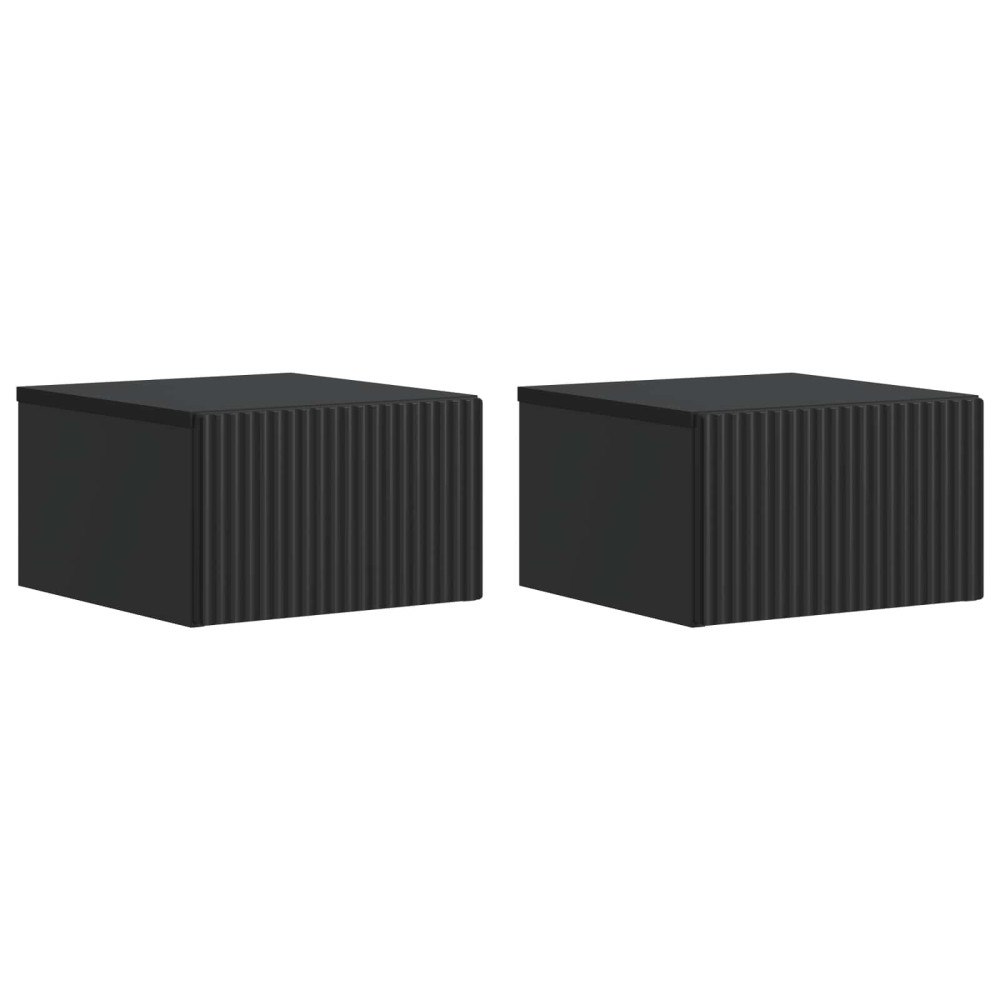 vidaXL Väggmonterat Sängbord med låda 2 pcs Svart 33 x 34,5 x 20 cm