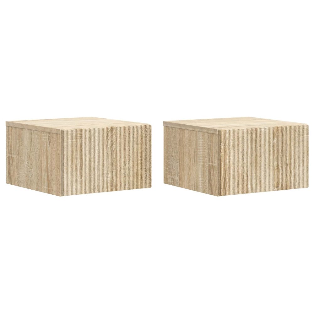 vidaXL Väggmonterat Sängbord 2 pcs Sonoma-ek 33 x 34,5 x 20 cm