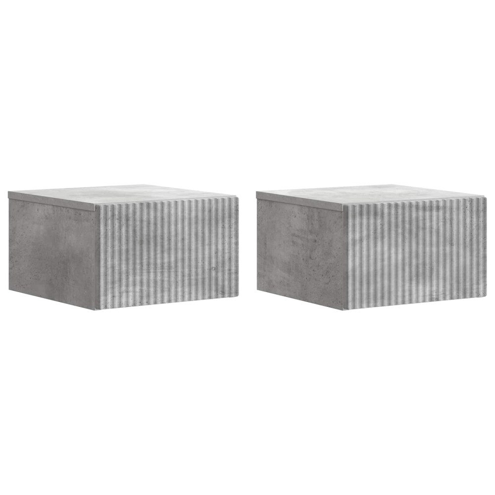 vidaXL Väggmonterat Sängbord 2 pcs Betonggrå 33 x 34,5 x 20 cm